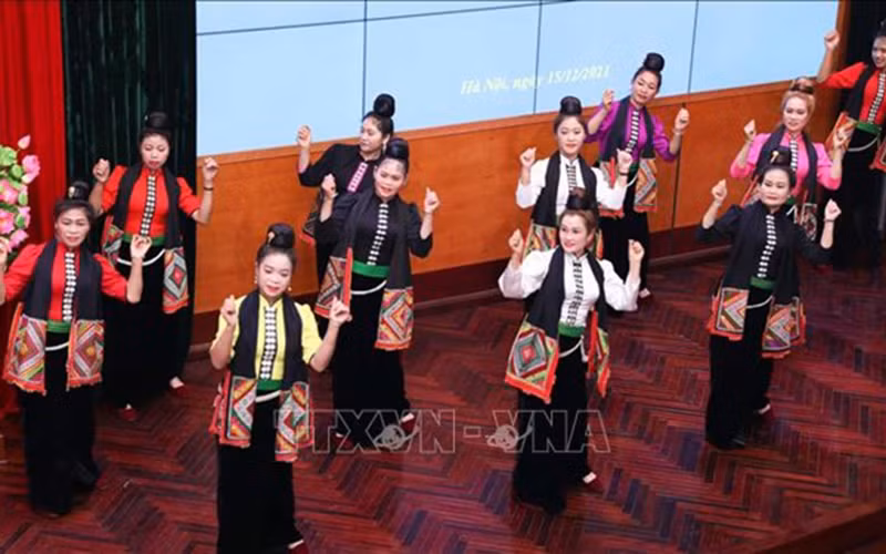 Biểu diễn Xòe Thái. Ảnh: TTXVN