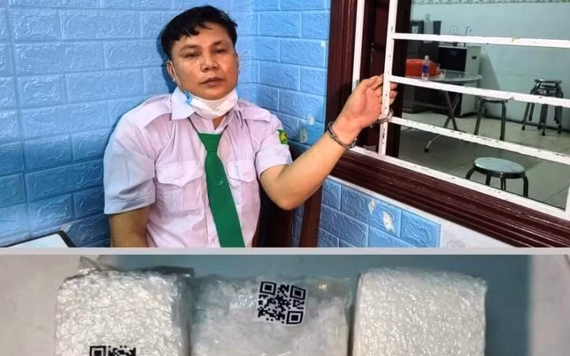 Đối tượng Lê Văn La và tang vật. (Ảnh: Công an cung cấp)