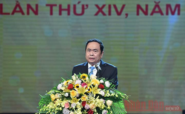 Chủ tịch Ủy ban T.Ư MTTQ Việt Nam Trần Thanh Mẫn phát biểu tại buổi lễ. dongchitranthanhman-1605024750854.jpg