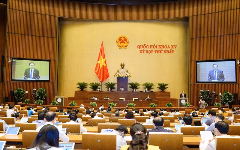 Kỳ họp thứ nhất, Quốc hội khóa XV, ngày 23/7. (Ảnh: Quochoi.vn)