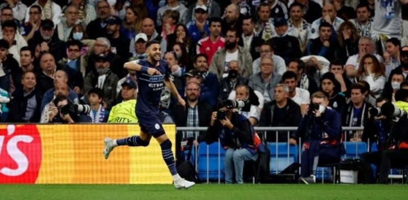 Mahrez mang lợi thế về cho Man City nhưng chừng đó là không đủ. (Nguồn: Getty Images) Ngược dòng kinh điển hạ Man City, Real Madrid hiên ngang vào chung kết -0