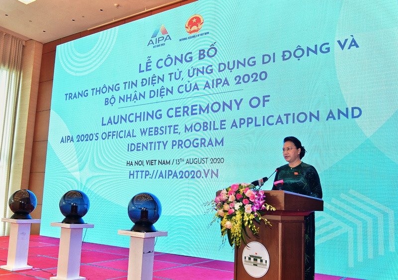 Chủ tịch Quốc hội Nguyễn Thị Kim Ngân phát biểu tại Lễ công bố Trang thông tin điện tử, ứng dụng trên thiết bị di động và Bộ nhận diện của Năm Chủ tịch AIPA 2020. Công bố Trang thông tin điện tử, Bộ nhận diện Năm Chủ tịch AIPA 2020 -0