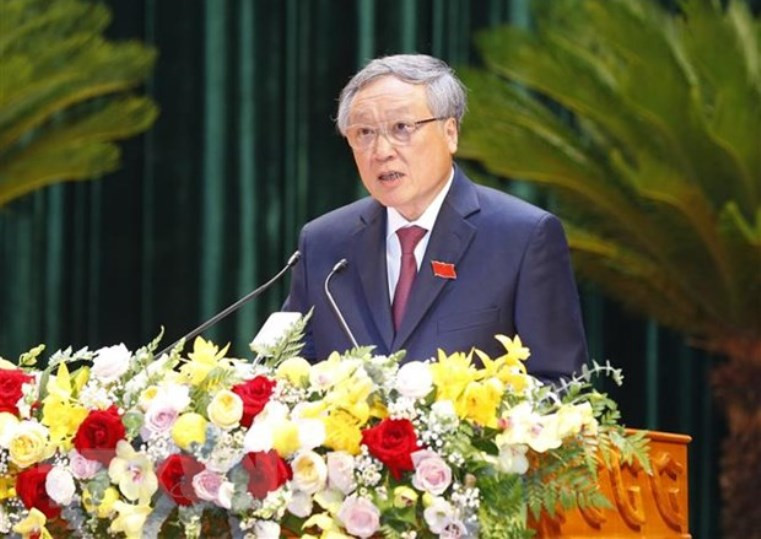 Đồng chí Nguyễn Hòa Bình, Bí thư T.Ư Đảng, Chánh án Tòa án Nhân dân tối cao phát biểu chỉ đạo Đại hội. (Ảnh: TTXVN) Khai mạc Đại hội đại biểu Đảng bộ tỉnh Bắc Giang lần thứ 19 -0