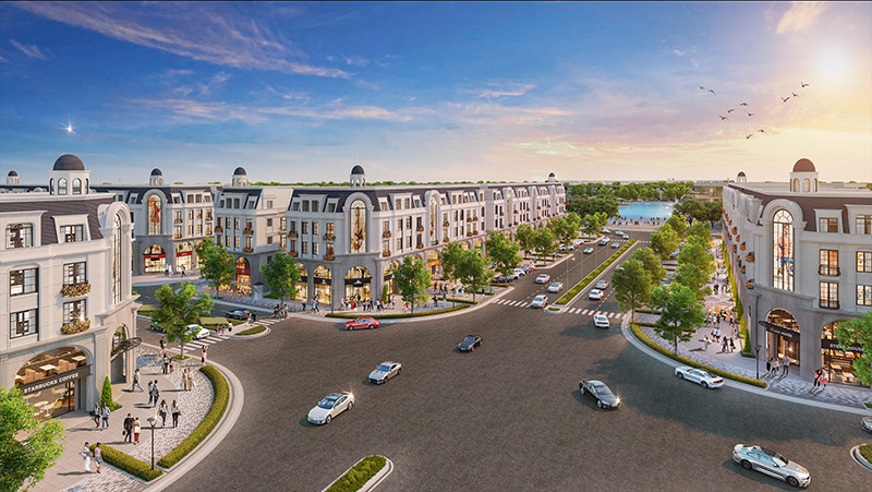 Tuyến đường trong phân khu Shophouse được thiết kế rộng rãi, giao thông thoáng đãng, thuận lợi việc kinh doanh. Hiệu ứng “vết dầu loang” và tiềm năng thị trường bất động sản Hoài Đức -0