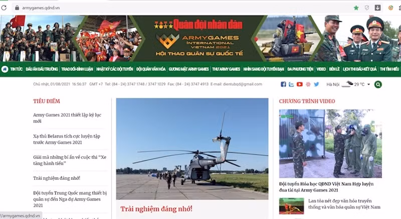 Giao diện của trang chuyên đề Army Games 2021. (Ảnh chụp màn hình) 