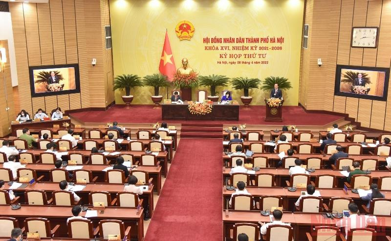 Quang cảnh kỳ họp thứ tư, HĐND thành phố Hà Nội khóa 16.  (Ảnh: Duy Linh)