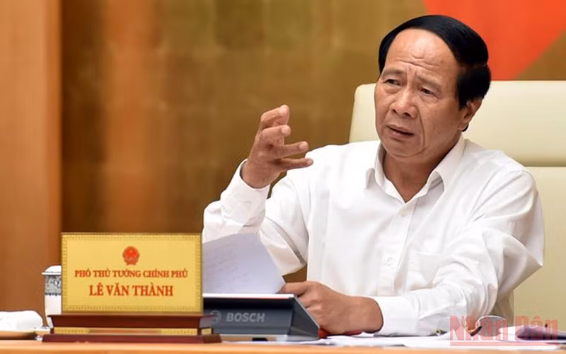 Phó Thủ tướng Lê Văn Thành phát biểu tại cuộc họp. (Ảnh: Đức Tuân)