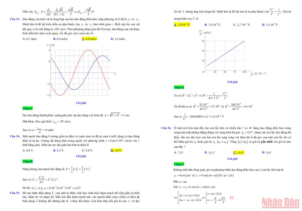 Gợi ý đáp án, lời giải môn Vật lý thi tốt nghiệp trung học phổ thông đợt 2 -4