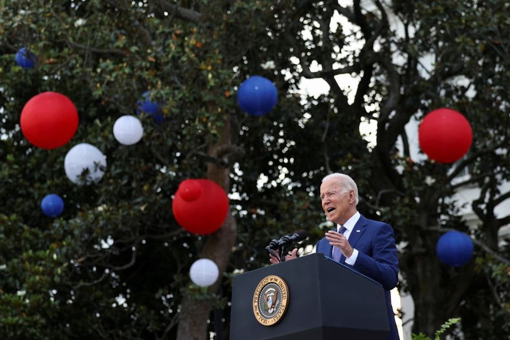 Từ Nhà Trắng, Tổng thống Joe Biden có bài phát biểu kỷ niệm Ngày Độc lập. (Ảnh: Reuters) Quốc khánh Hoa Kỳ -0