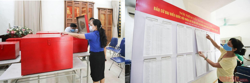 Tại đây công tác chuẩn bị cho ngày hội lớn của đất nước được diễn ra khẩn trương. Danh sách cử tri cũng như các hòm phiếu được chuẩn bị sẵn sàng cho ngày toàn dân đi bầu cử 23-5. Nhiều di tích ở Hà Nội được chọn làm điểm bỏ phiếu -0