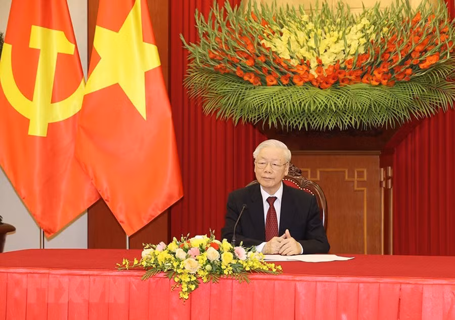 Hình ảnh Tổng Bí thư điện đàm với Thủ tướng Đức Olaf Scholz -0