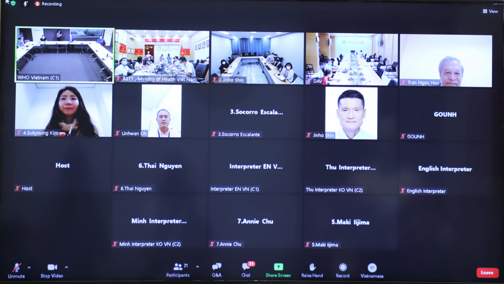 Các chuyên gia tham gia cuộc hội thảo trực tuyến. Hỗ trợ Việt Nam nâng cao năng lực về phát triển vaccine Covid-19 -0