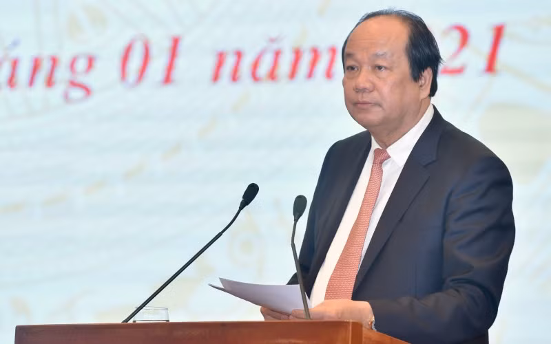 Bộ trưởng, Chủ nhiệm Văn phòng Chính phủ Mai Tiến Dũng phát biểu tại họp báo.
