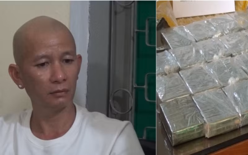 Đối tượng Hà Quang Hiệp cùng tang vật.