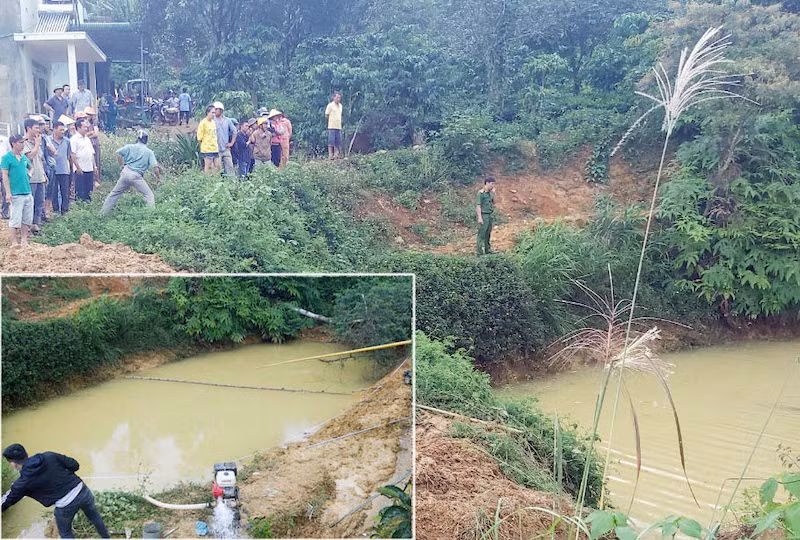 Khu vực hồ nước tưới nơi ba cháu bé đuối nước thương tâm 