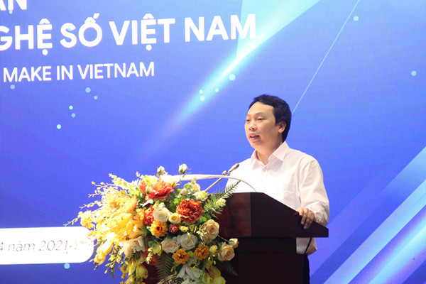Thứ trưởng TT-TT Nguyễn Huy Dũng phát biểu tại Diễn đàn. Ra mắt nền tảng họp trực tuyến Make in Viet Nam eMeeting -0