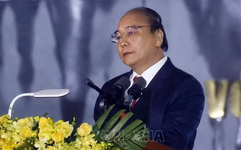 Chủ tịch nước Nguyễn Xuân Phúc phát biểu. (Ảnh: Thống Nhất/TTXVN)