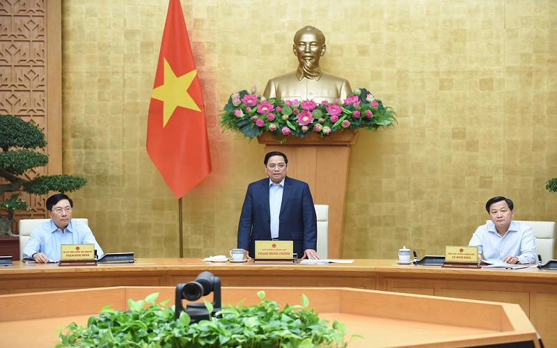 Thủ tướng Phạm Minh Chính phát biểu tại phiên họp Chính phủ thường kỳ tháng 4. (Ảnh: TRẦN HẢI)