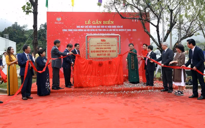 Gắn biển công trình chào mừng Đại hội Đảng bộ tỉnh Sơn La lần thứ XV nhiệm kỳ 2020 – 2025.