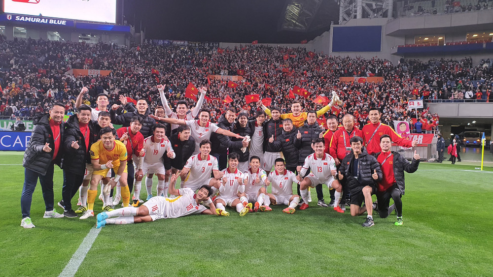 Đội tuyển Việt Nam chia tay vòng loại World Cup 2022 khu vực châu Á. (Ảnh: VFF) Đội tuyển Việt Nam hòa 1-1 Nhật Bản -0