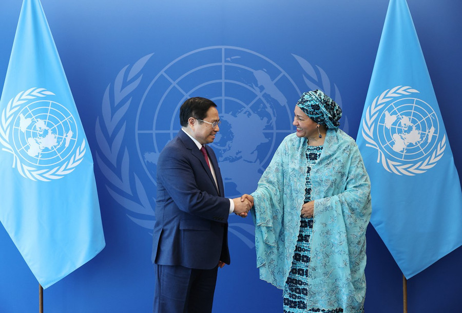 Thủ tướng Phạm Minh Chính và Phó Tổng Thư ký LHQ, bà Amina Mohammed. Tiếng nói của Việt Nam rất quan trọng cho đoàn kết quốc tế, hòa bình và cải cách Liên hợp quốc -0