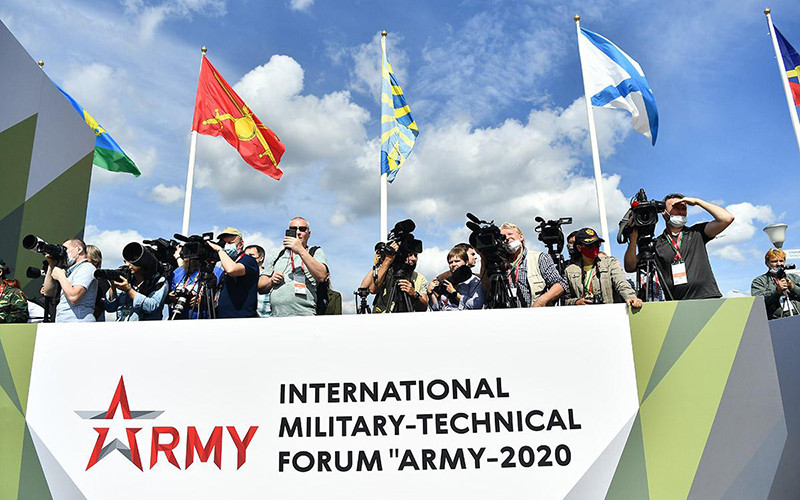 Khu vực tác nghiệp báo chí tại lễ khai mạc. Nga tổ chức khai mạc Army Games 2020 và ARMY-2020 -2