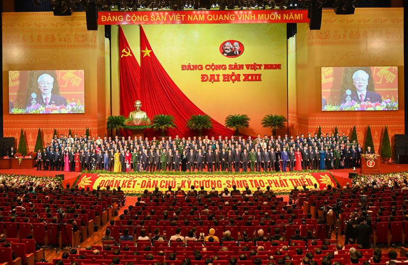 Quang cảnh phiên bế mạc Đại hội XIII của Đảng tại Trung tâm Hội nghị quốc gia. Ảnh: DUY LINH