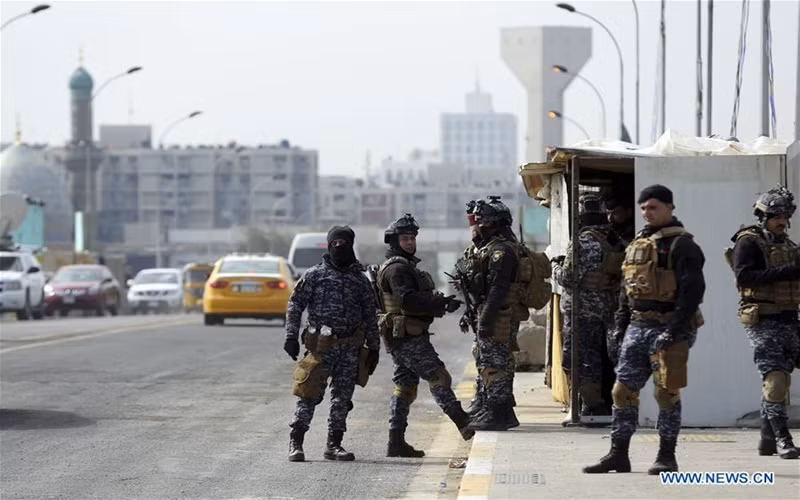 Lực lượng an ninh tại Baghdad, ngày 12-2-2020. (Ảnh: Tân Hoa xã)