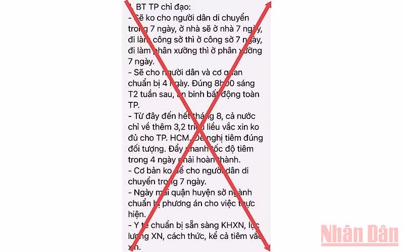 Thông tin “không cho người dân di chuyển trong 7 ngày” là giả