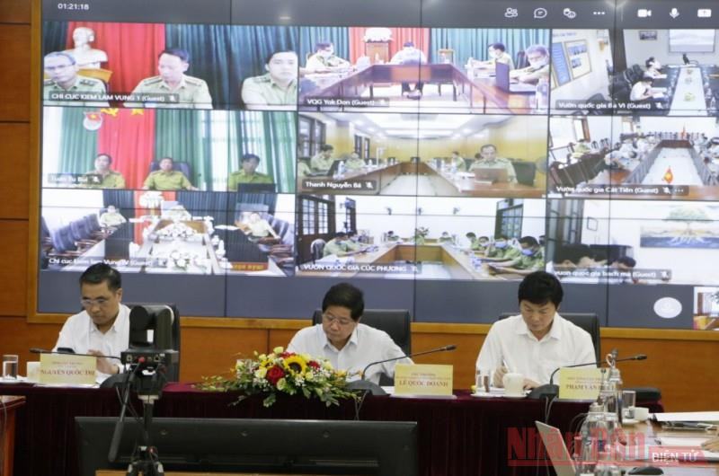 Thứ trưởng Nông nghiệp và Phát triển nông thôn Lê Quốc Doanh chủ trì hội nghị. (Ảnh: THANH TRÀ) Bức tranh ngành lâm nghiệp tươi sáng trong nửa đầu năm -0