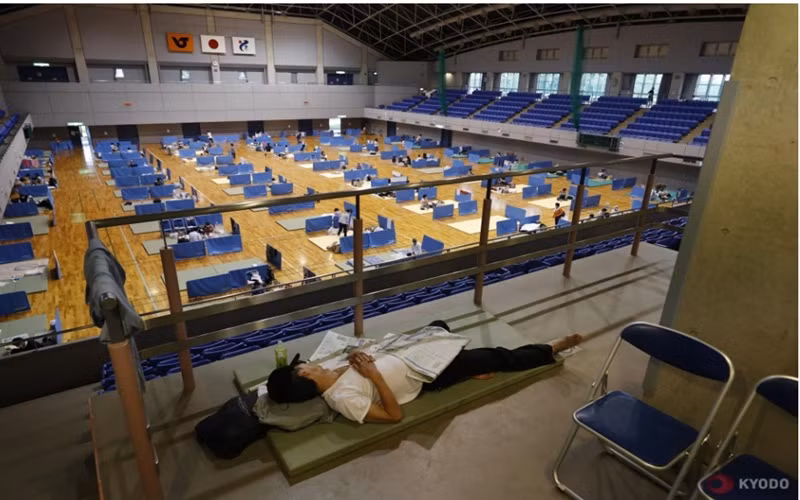 Một trung tâm sơ tán tại TP Hitoyoshi, tỉnh Kumamoto.