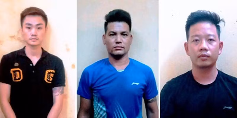 Ba đối tượng trong đường dây tổ chức đánh bạc bị bắt giữ. (Ảnh cơ quan công an cung cấp)