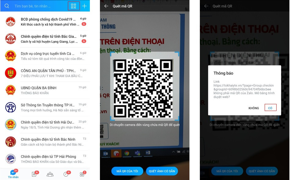 Người dân chỉ cần xuất trình mã QR cho lực lượng kiểm soát. Nhận mã QR tờ khai y tế qua Zalo, giảm thao tác chụp màn hình -0
