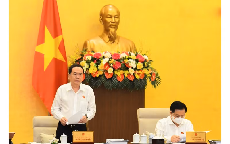 Phó Chủ tịch Thường trực Quốc hội Trần Thanh Mẫn phát biểu ý kiến tại phiên họp.