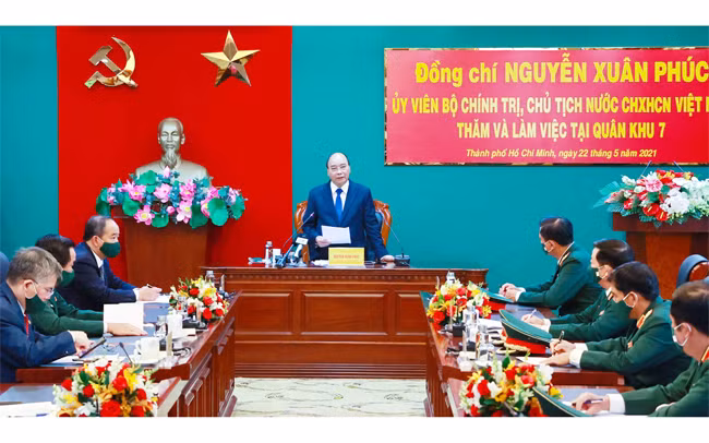 Chủ tịch nước Nguyễn Xuân Phúc phát biểu ý kiến. Ảnh: THỐNG NHẤT (TTXVN)