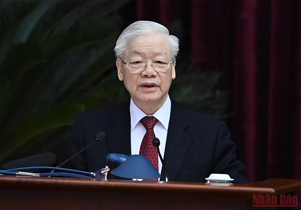 Tổng Bí thư Nguyễn Phú Trọng phát biểu khai mạc Hội nghị. (Ảnh: ĐĂNG KHOA) Khai mạc Hội nghị lần thứ 5 Ban Chấp hành Trung ương Đảng khóa XIII -0
