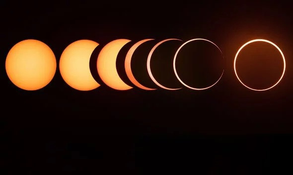 Nhật thực hình khuyên tạo ra hiệu ứng "vòng lửa", Ảnh: Getty Images. Nhật thực