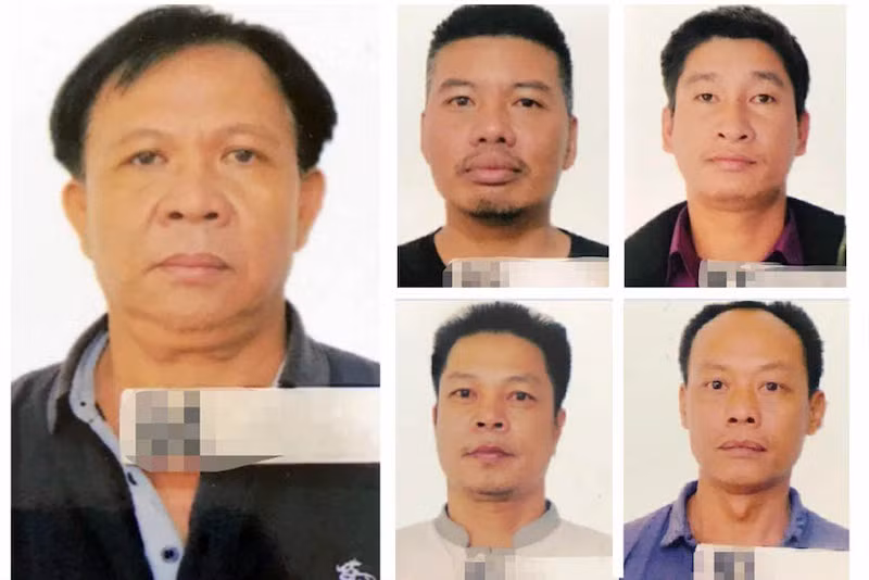 Bị can Lương Ngọc Tuyển (bìa trái) và một số đối tượng trong vụ án