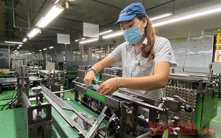 Công nhân làm việc tại Công ty TNHH Organ, Khu chế xuất Tân Thuận, quận 7 (Ảnh: Quý Hiền).
