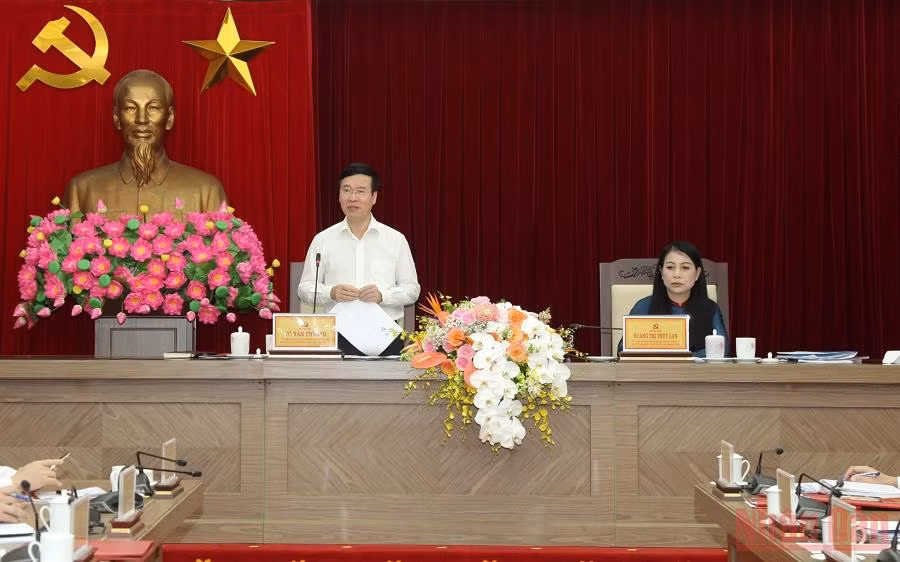 Đồng chí Võ Văn Thưởng phát biểu ý kiến tại hội nghị. (Ảnh: HÀ HỒNG HÀ)