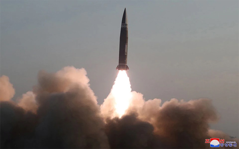Một vụ phóng thử tên lửa của Triều Tiên trong năm 2021. (Ảnh: KCNA)