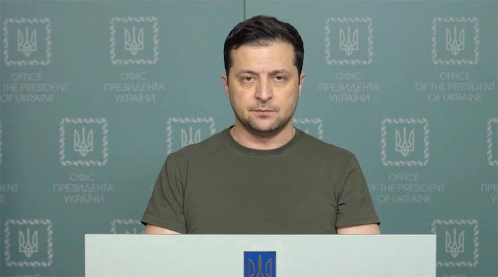 Ukraine và Nga đồng ý tiến hành đàm phán vô điều kiện tại Belarus. (Hình ảnh Tổng thống Ukraine Zelensky trong video ghi lại bài phát biểu tại Kiev, ngày 27/2) Ukraine trong một tuần xảy ra chiến sự -0