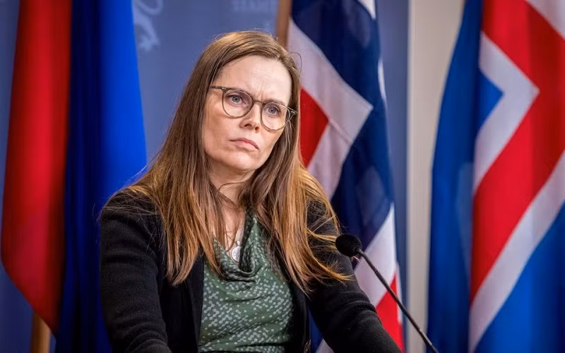 Nữ Thủ tướng Katrin Jakobsdottir của Iceland tại một cuộc họp báo ở Oslo, Na Uy, ngày 3/2/2020. (Ảnh: Reuters)