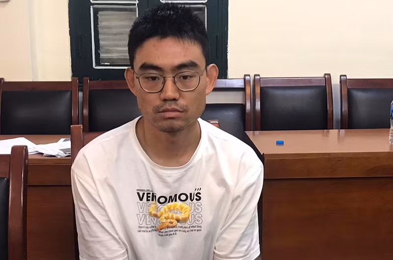 Đối tượng Liu Dan Yang tại cơ quan điều tra.