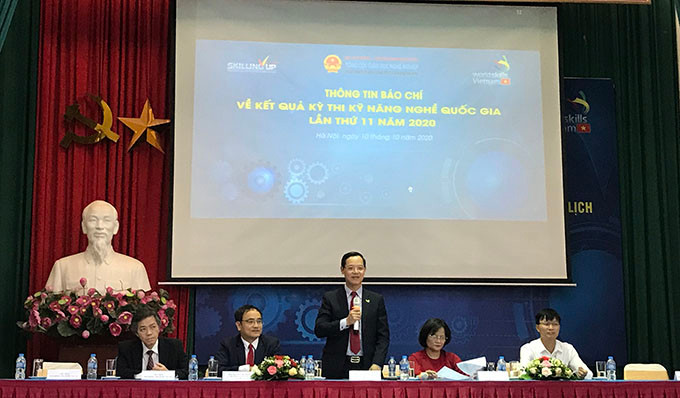 Họp báo thông tin kết quả kỳ thi (Ảnh: Lan Vũ). Kỳ thi Kỹ năng nghề quốc gia năm 2020 ghi dấu nhiều đổi mới -0