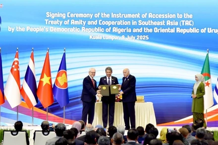 Lễ ký kết văn kiện tham gia Hiệp ước Thân thiện và Hợp tác ở Đông Nam Á (TAC). (Ảnh: BNG)