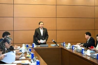 Chủ tịch Quốc hội Trần Thanh Mẫn chủ trì họp lãnh đạo Quốc hội với các Tiểu ban giúp việc Hội đồng Bầu cử quốc gia. (Ảnh: DUY LINH)