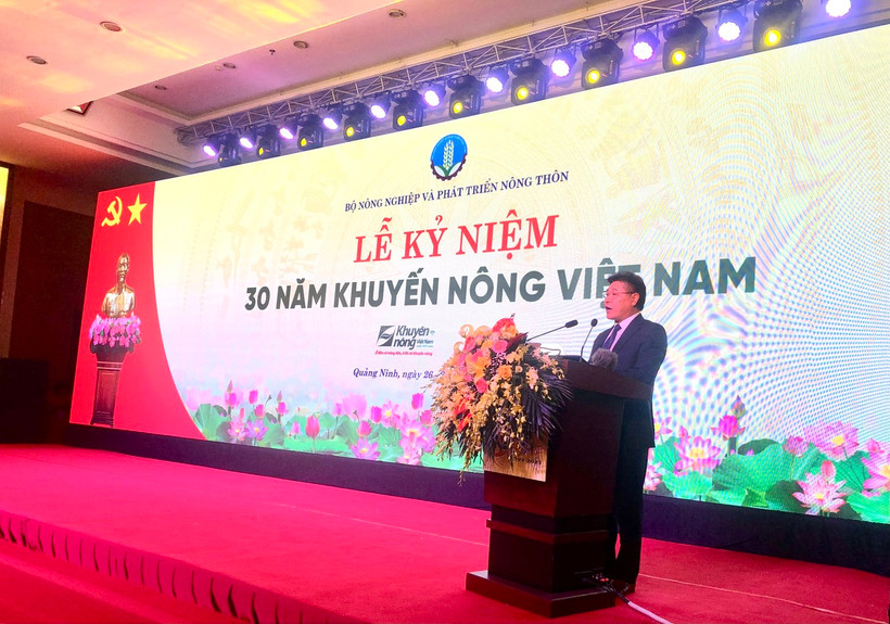 Giám đốc Trung tâm Khuyến nông quốc gia Lê Quốc Thanh phát biểu tại lễ kỷ niệm.