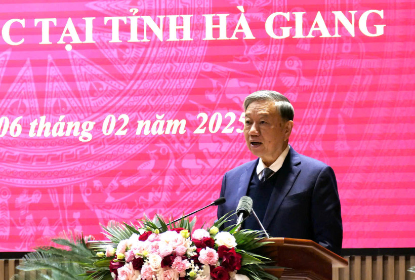 Tổng Bí thư Tô Lâm phát biểu tại buổi làm việc.