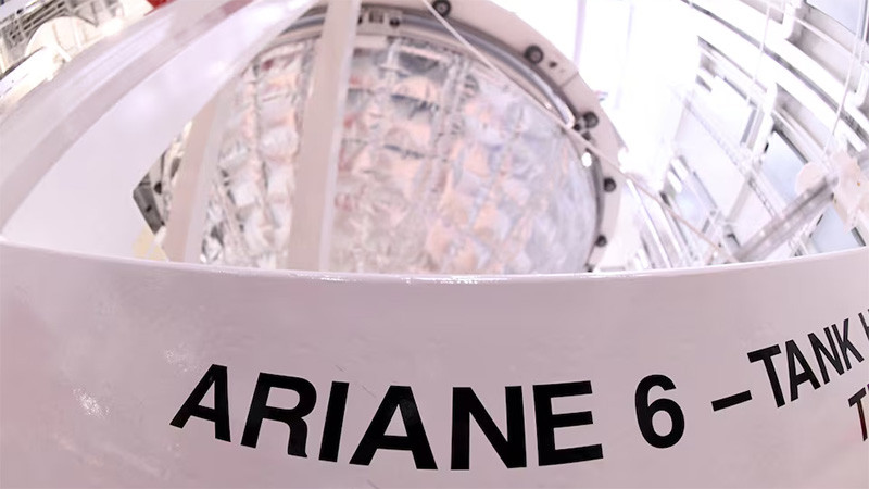 Một góc của Ariane 6, tên lửa vũ trụ thế hệ tiếp theo của châu Âu. Hình ảnh được chụp ngày 19/2/2019. (Ảnh: REUTERS)